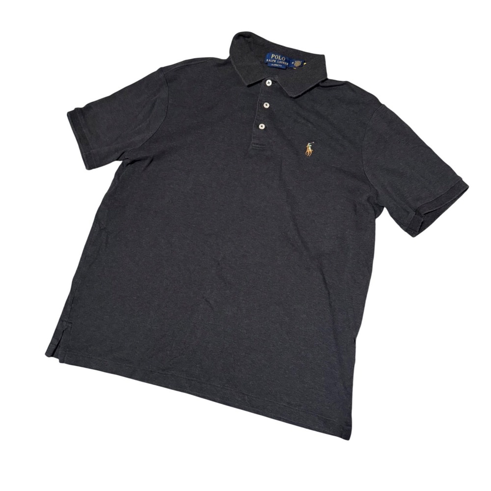 Polo Ralph Lauren Mens Classic Fit Cotton Polo Shirt Charcoal Gray Medium M